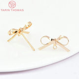 6PCS 18K Brass Bowknot Stud Earrings Jewelry Findings