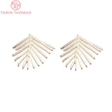 4PCS 20x21.5MM 24K Brass Leaf Stud Earrings DIY Jewelry Findings