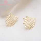 4PCS 20x21.5MM 24K Brass Leaf Stud Earrings DIY Jewelry Findings