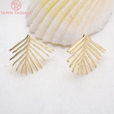 4PCS 20x21.5MM 24K Brass Leaf Stud Earrings DIY Jewelry Findings