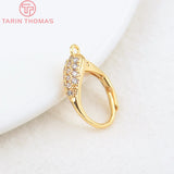 4PCS Oval Circle Earrings Hooks 24K Brass Zircon DIY Jewelry Findings