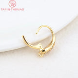 4PCS Oval Circle Earrings Hooks 24K Brass Zircon DIY Jewelry Findings