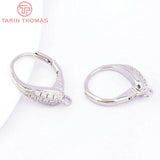 4PCS Oval Circle Earrings Hooks 24K Brass Zircon DIY Jewelry Findings