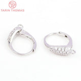 4PCS Oval Circle Earrings Hooks 24K Brass Zircon DIY Jewelry Findings