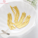4PCS 47MM 24K Brass Chain Tassel Charms Pendants Jewelry Making Supplies