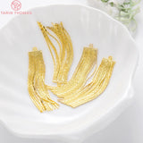4PCS 47MM 24K Brass Chain Tassel Charms Pendants Jewelry Making Supplies