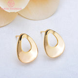 10PCS 12x17MM 24K Plated Brass Hollow Drop Stud Earrings