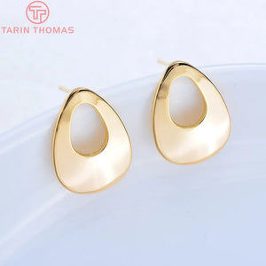 10PCS 12x17MM 24K Plated Brass Hollow Drop Stud Earrings