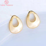 10PCS 12x17MM 24K Plated Brass Hollow Drop Stud Earrings