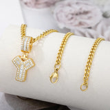 A-Z Letters Pendant Necklace Zircon English Alphabet Initials Hip-hop Jewelry