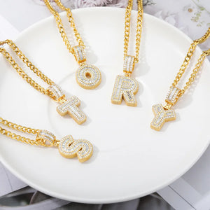 A-Z Letters Pendant Necklace Zircon English Alphabet Initials Hip-hop Jewelry