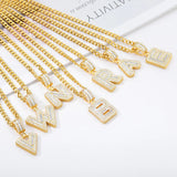 A-Z Letters Pendant Necklace Zircon English Alphabet Initials Hip-hop Jewelry