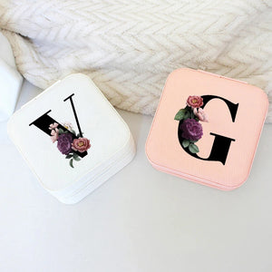 Alphabet Flowers Jewelry Box Portable Earring Necklace Holder