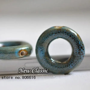 50Pcs Antique Ring Ceramic Porcelain Loose Beads Jewelry Charms