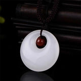 26MM Natural jade ring pendant Lucky Rope Necklace Fancy Christmas