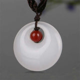 26MM Natural jade ring pendant Lucky Rope Necklace Fancy Christmas