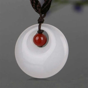 26MM Natural jade ring pendant Lucky Rope Necklace Fancy Christmas