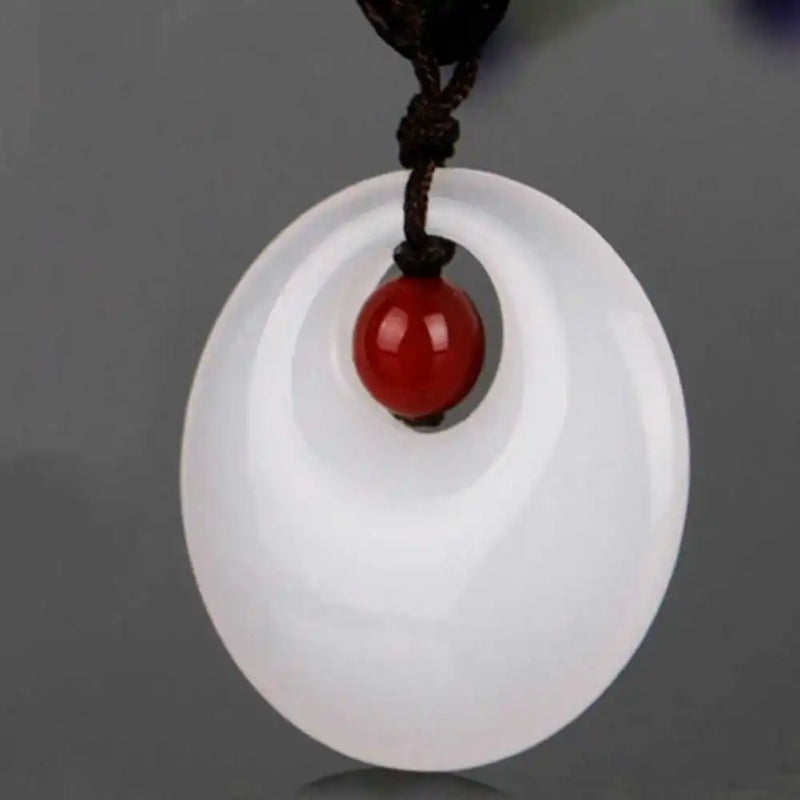 26MM Natural jade ring pendant Lucky Rope Necklace Fancy Christmas