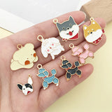 26PCS Mixed Enamel Dog Charms Animal Pendants Necklace Accessory