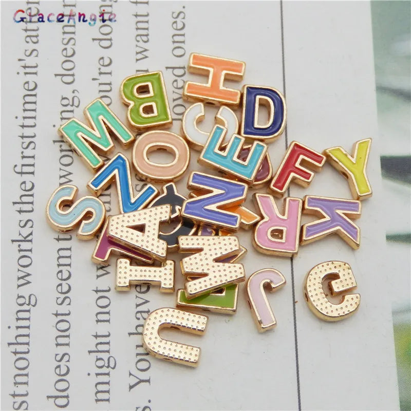 26PCS Mixed Alphabet Enamel Charms for Jewelry DIY Bracelet Necklace