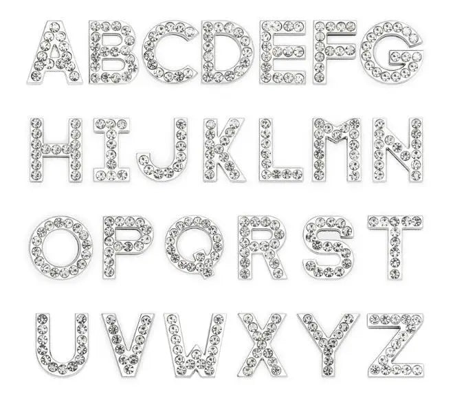26PCS Bling Slide Letter for 18mm Leather Wristband DIY Charms