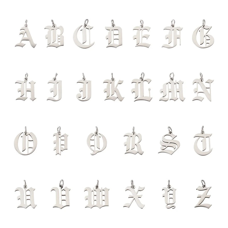26Pcs Stainless Steel Letter A~Z Pendants For Easter Theme Jewelry Making
