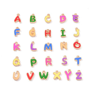 26Pcs Colorful A-Z Alphabet Pendant Charms Double Side Letter Beads