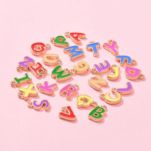 26Pcs Colorful A-Z Alphabet Pendant Charms Double Side Letter Beads