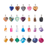 26Pcs Stone Pendants with Steel Bails for Necklace Jewelry