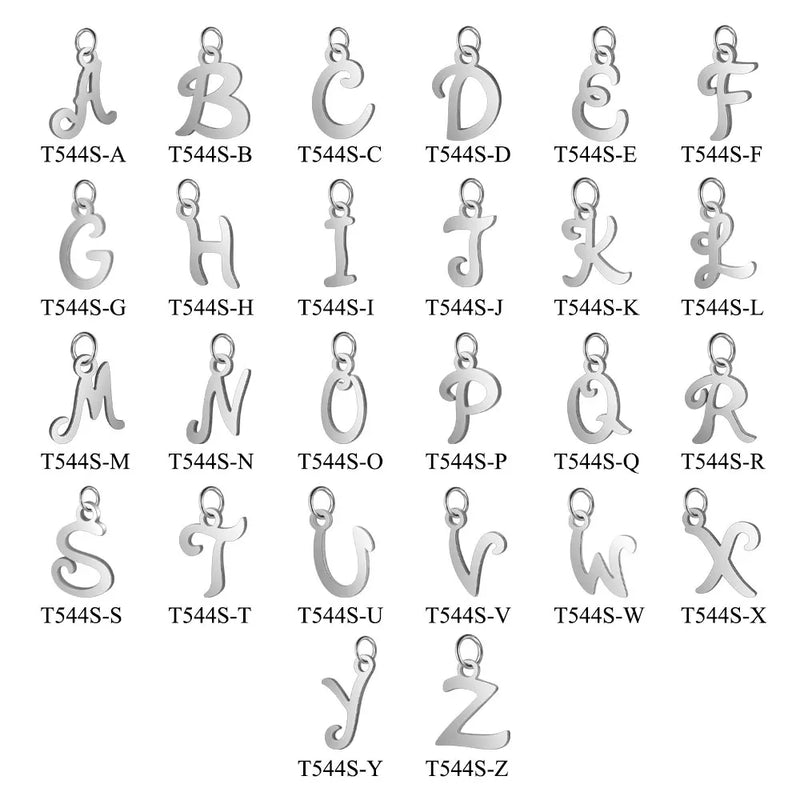 26Pcs Stainless Steel A to Z Initials Pendants Little Letters Alphabet Charms