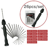 26Pcs Hand Drill Bits Set Pin Vise Woodworking Hand Mini Drill