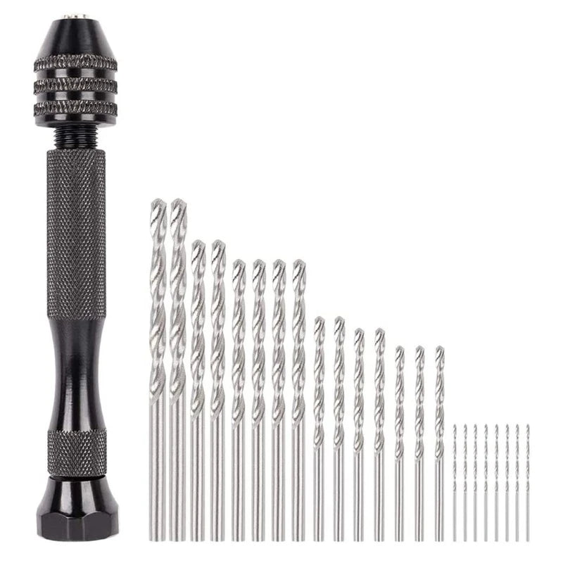 26Pcs Hand Drill Bits Set Pin Vise Woodworking Hand Mini Drill