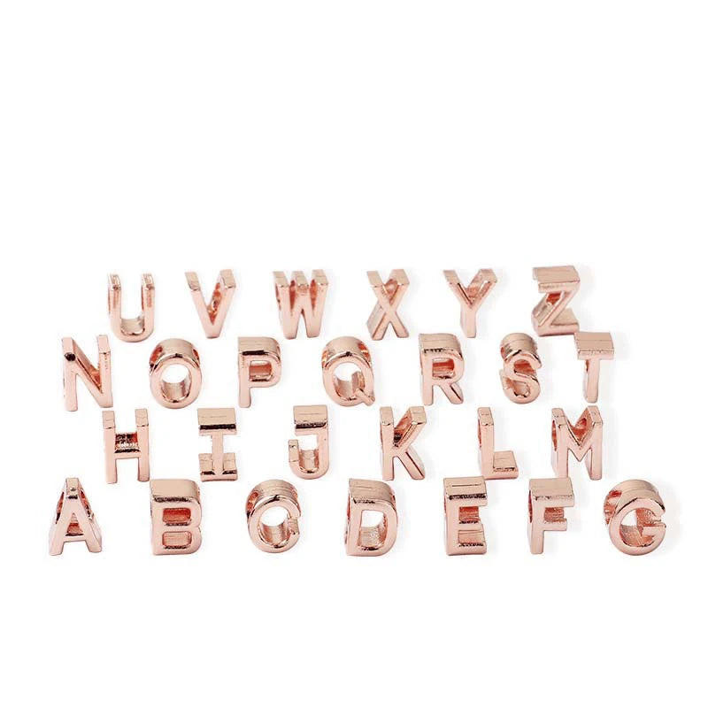 26Pcs Silver Rose English Letter A-Z Charm Beads For Bracelet Necklace