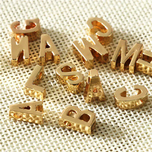 26Pcs Metal Big Hole Alphabet Beads Necklace Pendant A-Z Findings