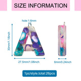 26Pcs/Set Colorful Resin Letters Pendants Initials A~Z Charms DIY Jewelry