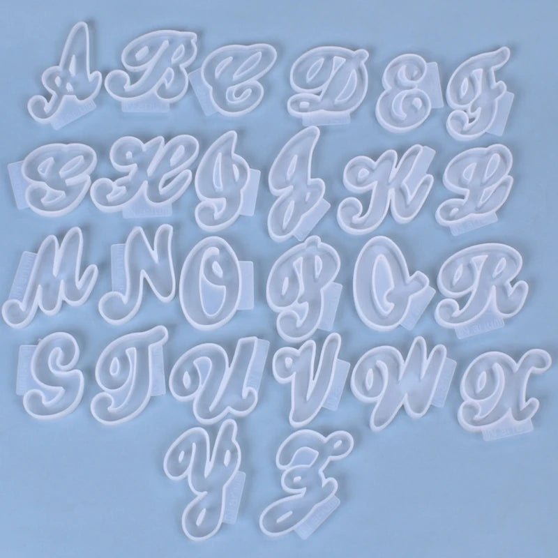 26Pcs DIY English Letters Resin Mold A-Z Alphabet Key Chain Silicone Mould