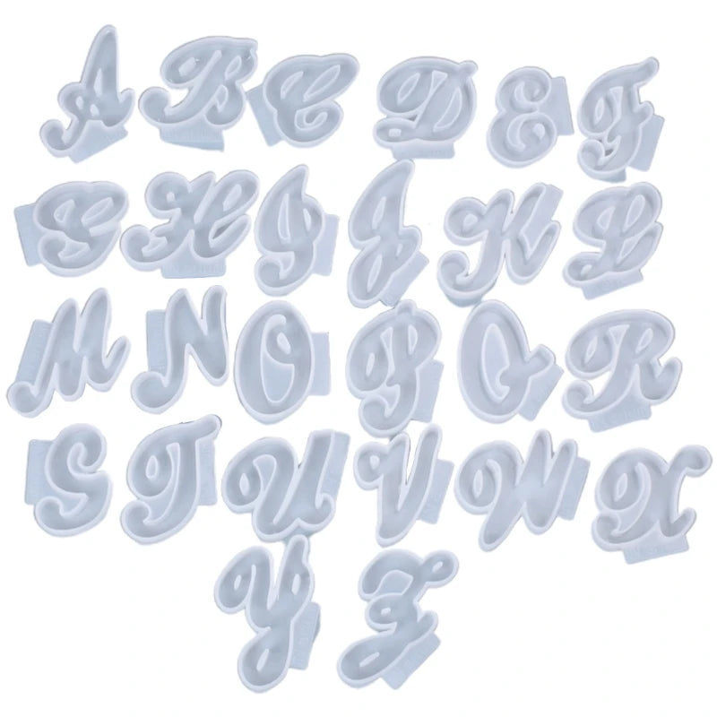 26Pcs/Set English Letters Resin Mold A-Z Alphabet Pendant Silicone Mould