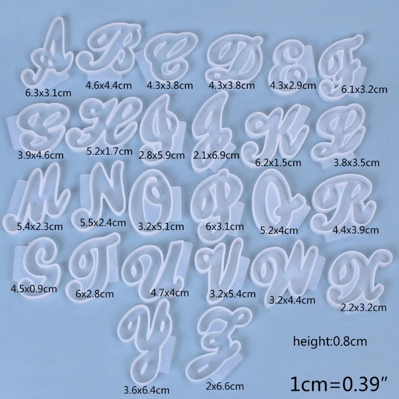 26Pcs/Set Resin Mold A-Z Alphabet Pendant Silicone Mould