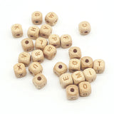 26Pcs Square Natural Beech Wooden Alphabet Letter Beads for Jewelry Making