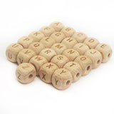 26Pcs Square Natural Beech Wooden Alphabet Letter Beads for Jewelry Making
