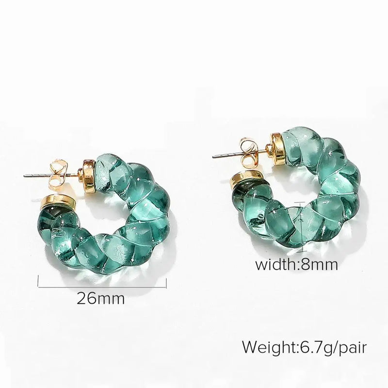 26mm Resin Twist Hoop Earrings Transparent Cuff Earrings Minimalist Jewelry