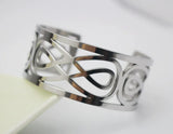 26mm Width Hollow Bangles Silver Women Stainless Steel Jewelry