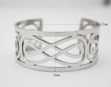 26mm Width Hollow Bangles Silver Women Stainless Steel Jewelry