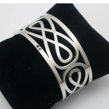 26mm Width Hollow Bangles Silver Women Stainless Steel Jewelry