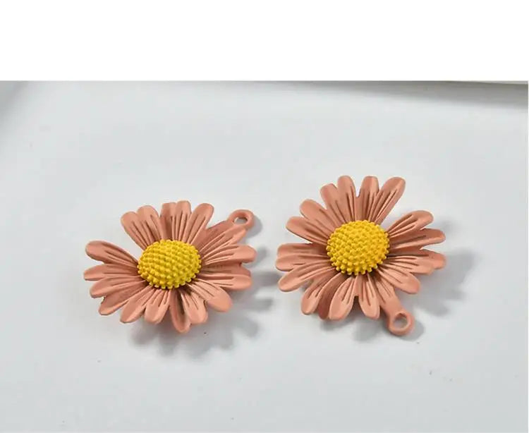 26mm Flowers Alloy Spray Paint Charms for DIY Jewelry