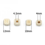 26pcs 10/12mm Square Wood Bead Laser Eco Wooden Loose Beads For Jewelry