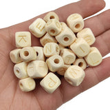 26pcs 10/12mm Square Wood Bead Laser Eco Wooden Loose Beads For Jewelry