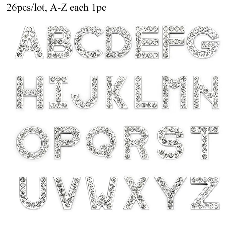 26pcs 18mm Slide Letters Rhinestone A-Z for Pet Collar DIY Accessories