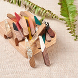 26pcs Resin & Walnut Wood Pendants Teardrop Mixed 44x7.5x3mm