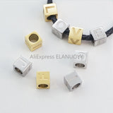 26pc A-Z Letter Beads Square Stainless Steel Beads for Jewelry Making